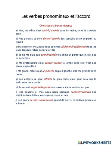 Les verbes pronominaux et l'accord