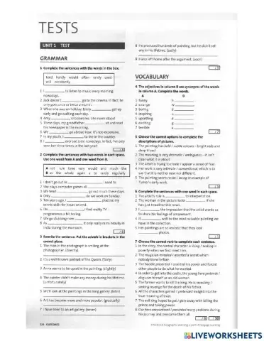 Outcomes - Upper-intermediate exam unit 1
