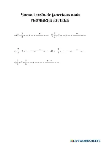 Suma y resta fracciones y enteros