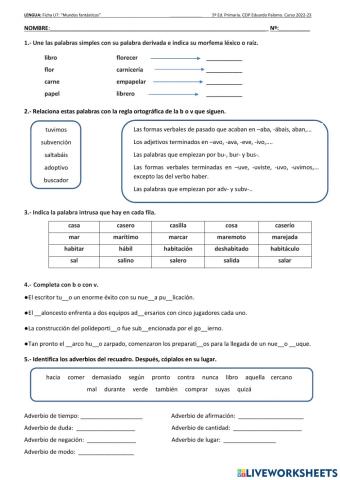 Ficha de repaso U.D.7 Lengua 5º