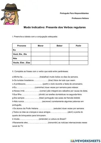 Modo Indicativo : Presente Regulares