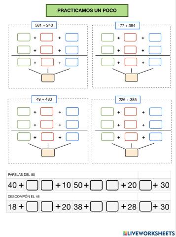 SUMAS CON LLEVADAS por descomposición