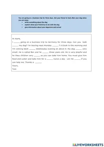 Looking after a Dog - Model Writing 1 - 2