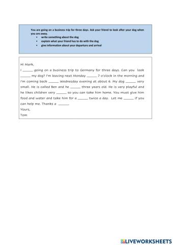 Looking after a Dog - Model Writing 1 - 2