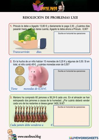 Matemáticas 5º. Resolución de Problemas LXII