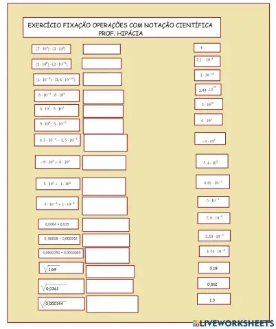Operações com notação científica
