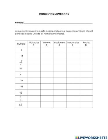 Conjuntos numéricos
