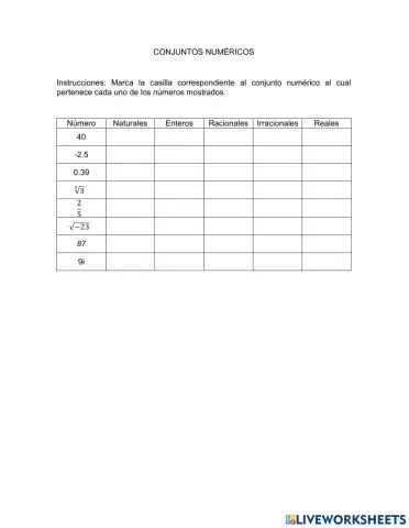 Conjuntos numéricos