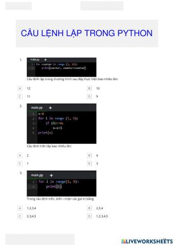 Cau lenh lap trong Python