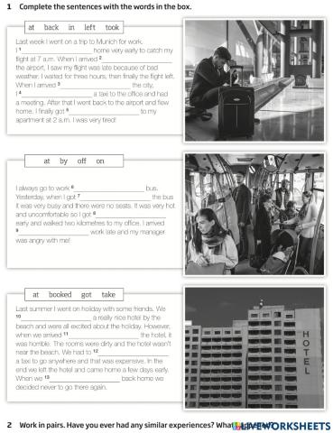 A2.3 8C Vocabulary: Phrases describing travel