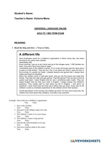 Adults 1 final exam-victoria