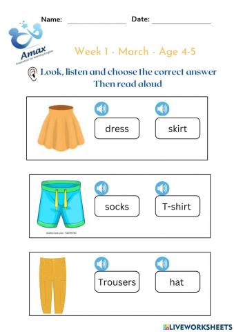 Week 1 - March ( Age 4-5)