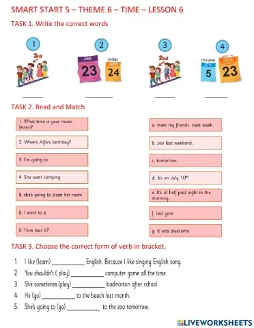 Smart start 5 - theme 6 - TIME - Lesson 6