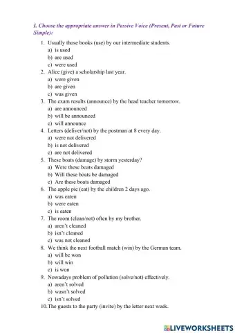 Passive Voice (Present, Past or Future Simple)