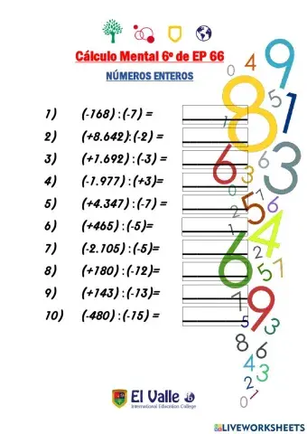 Cálculo mental 6º ep 66