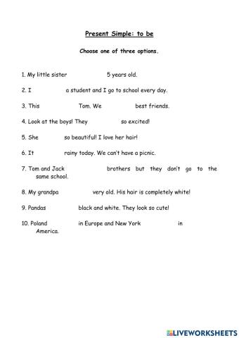 Present Simple: to be