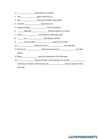 Present Simple mixed