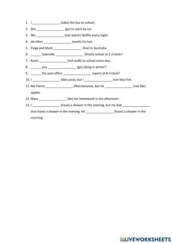 Present Simple mixed