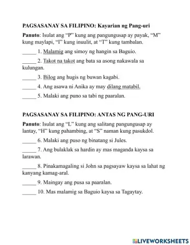 Pang-uri: Antas at kayarian