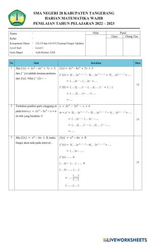 PH Turunan Fungsi Aljabar
