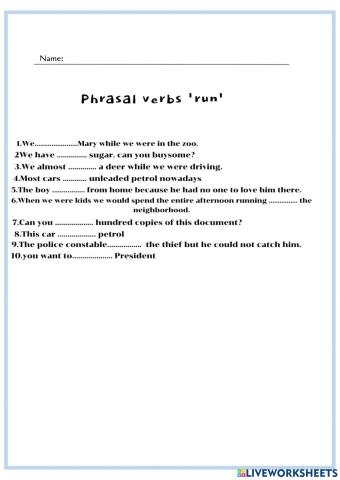 Phrasal verb run