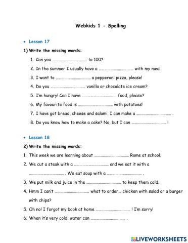 Webkids 1 - Spelling lesson17-18