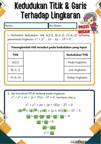 Kedudukan Titik & Garis Terhadap Lingkaran