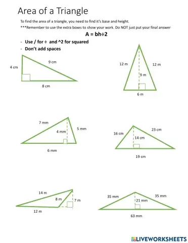 Area of triangles