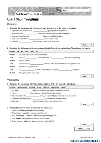 Short Test Sol Pre-int 1(1)