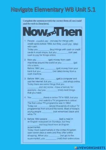 Navigate Elementary WB Unit 5.1 can can't could couldn't