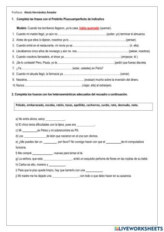 Pluscuamperfecto - Heterosemánticos.