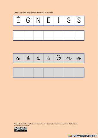 Ordenar letras para formar nombre de persona