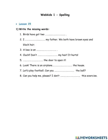 Webkids 1 -Spelling Lesson 15