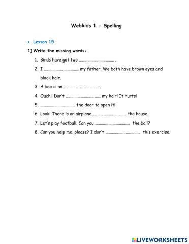 Webkids 1 -Spelling Lesson 15