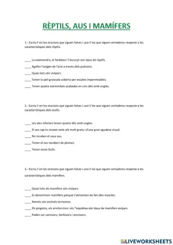 Reptils,aus i mamifers