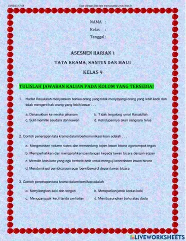 Tata Krama, Santun dan Malu 1