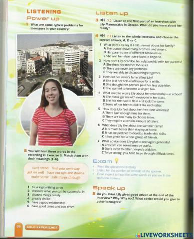 Gold experience Listening