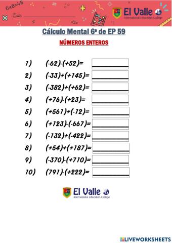 Cálculo Mental 6º de EP 59