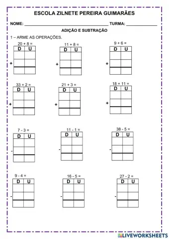 Adição e subtração - problemas