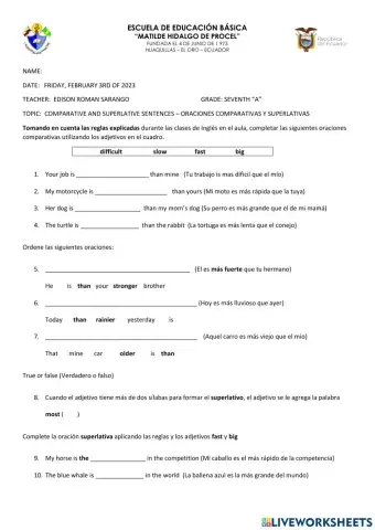 Comparative and superlative