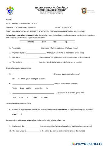 Comparative and superlative