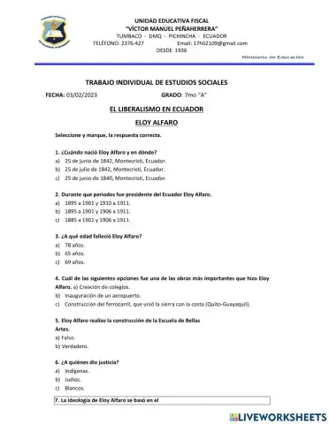 El liberalismo ecuatoriano