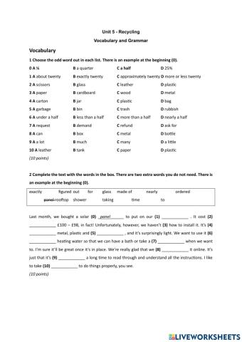 Life - pre-inter - Unit 5 Vocab and grammar