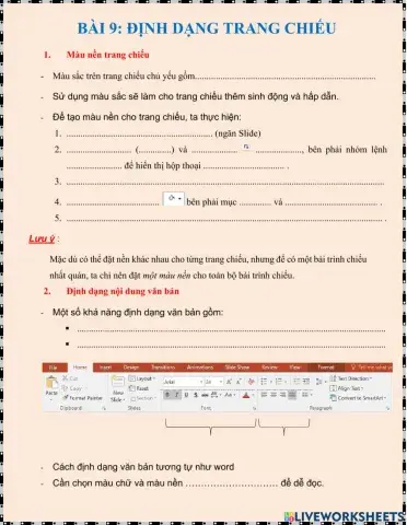 Tin học 9 - Bài 9. Định dạng trang chiếu