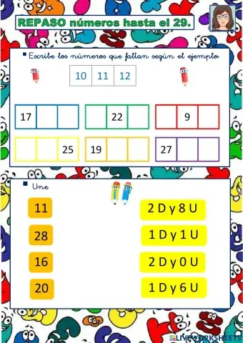 MATE 1º Repaso números hasta el 29.
