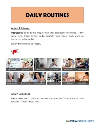 Daily routine - vocabulary