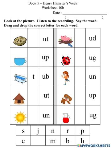 10b Short U CVC initial Sounds Worksheet