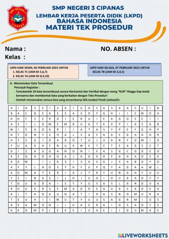 Lkpd teks prosedur ( untuk  hari senin kelas 7c-7a dan hari selasa untuk kelas 7b)