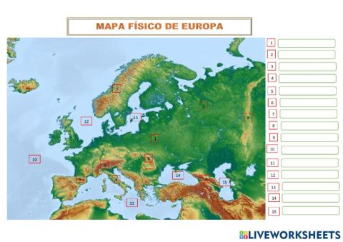 Mapa físico de europa