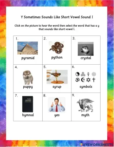 Y Sounds Like Short Vowel I